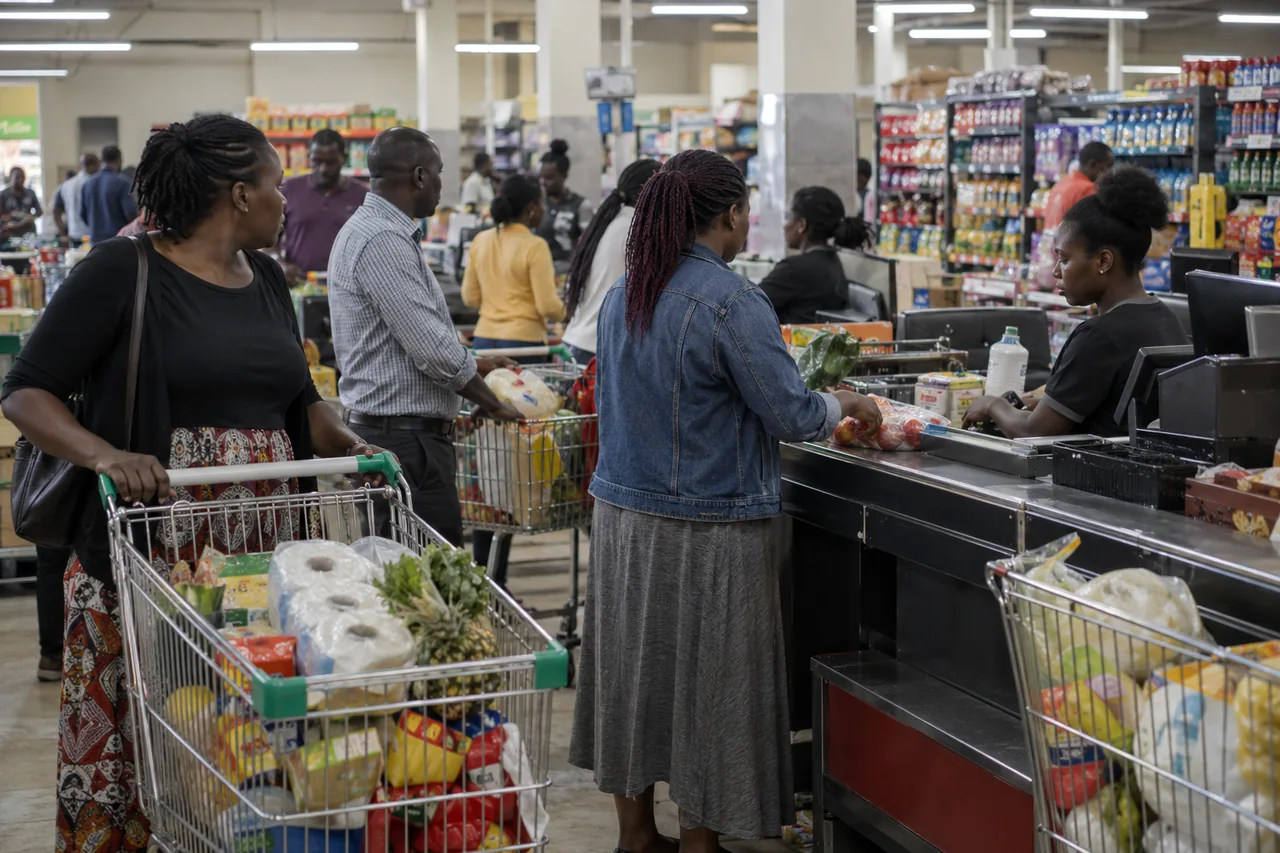 Shoppers at a supermarket checkout in Nairobi